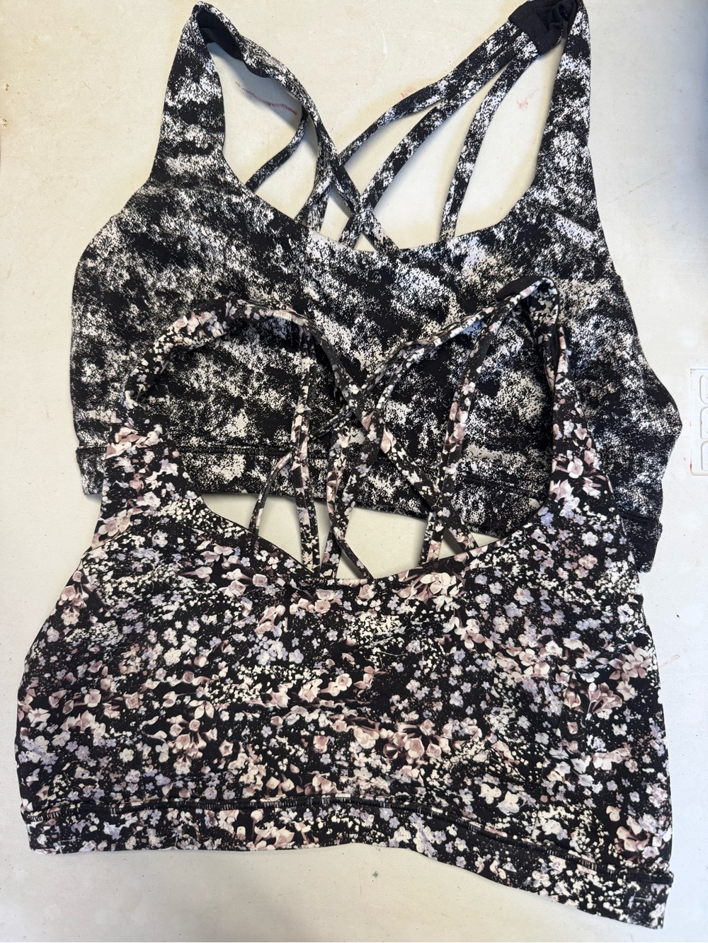 lululemon athletica Black & Pink Floral and Speckle Sports Bras - Pack of 2